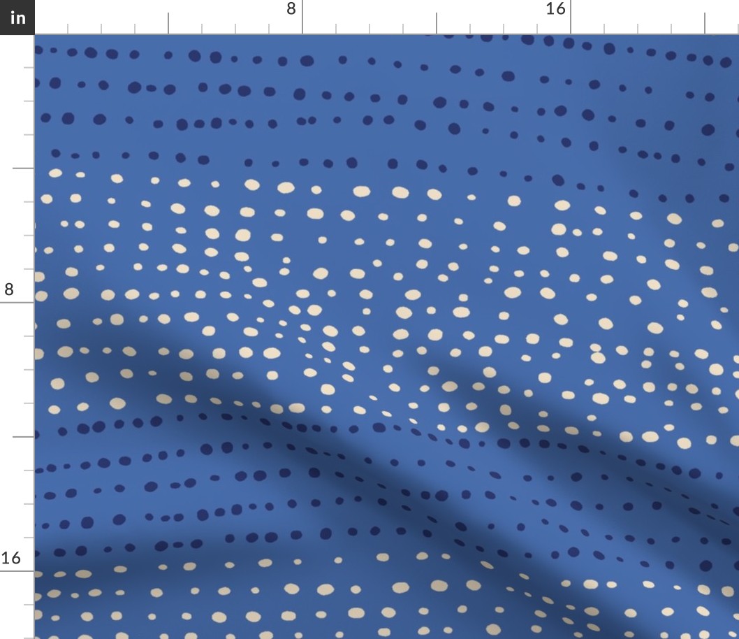 XL| Playful Off-White Confetti dotty Dots on Sapphire Blue