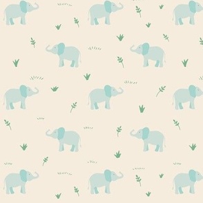 Wildlife Elephant Herd in Cream
