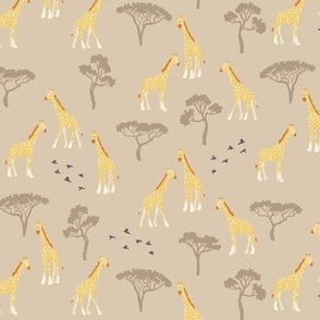 African Savanna Giraffes in Taupe