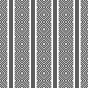 Festive Diamond Stripes / Geometric / Black and White / Medium