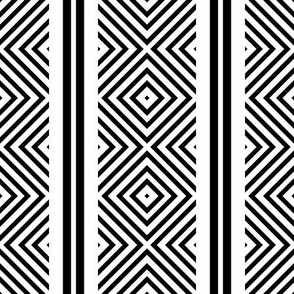 Festive Diamond Stripes / Geometric / Black and White / Medium