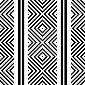 Festive Diamond Stripes / Geometric / Black and White / Small