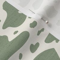 Minimal Cow Spot Print Olive Green/ Ecru White Medium