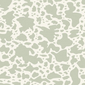  Minimal Cow Spot Print Ecru White/ Sage Green Medium