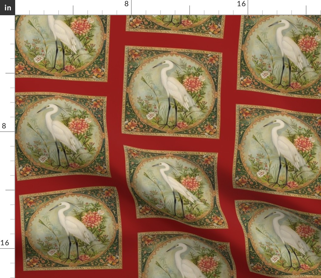 Arabesque Egret Quilt/Pillow Block