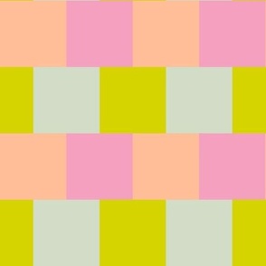 Colorful Bright Checkerboard // Pink and Peach, Green and Muted Mint Color Blocks