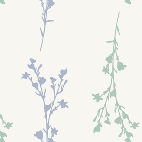 Large Print JAZZY Botanical Branches Pattern | Neutral Muted Dusty Blue Green