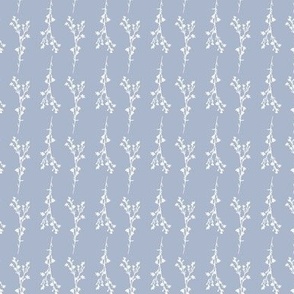 Tiny Print JAZZY Botanical Branches Pattern | Neutral Muted Dusty Blue White