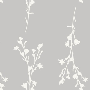 Large Print JAZZY Botanical Branches Pattern | Neutral Grey White