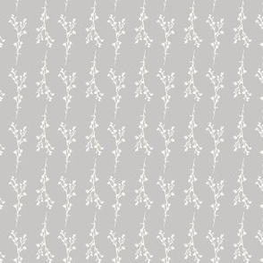 Tiny Print JAZZY Botanical Branches Pattern | Neutral Grey White