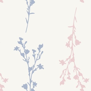 Large Print JAZZY Botanical Branches Pattern | Neutral Muted Baby Pink Blue