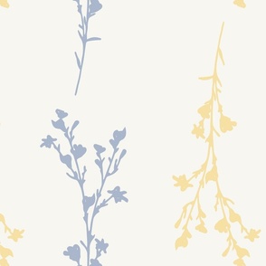 Large Print JAZZY Botanical Branches Pattern | Neutral Baby Blue and Yellow