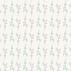 Tiny Print JAZZY Botanical Branches Pattern | Neutral Muted Purple Green