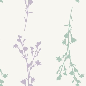 Large Print JAZZY Botanical Branches Pattern | Neutral Muted Purple Green