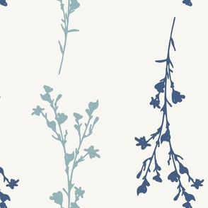 Large Print JAZZY Botanical Branches Pattern | Neutral Navy Teal
