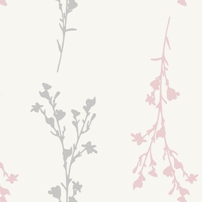 Large Print JAZZY Botanical Branches Pattern | Neutral Muted Baby Pink Grey