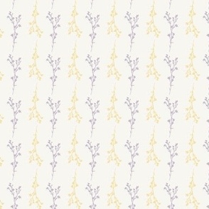 Tiny Print JAZZY Botanical Branches Pattern | Neutral Muted Purple Yellow
