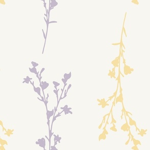 Large Print JAZZY Botanical Branches Pattern | Neutral Muted Purple Yellow