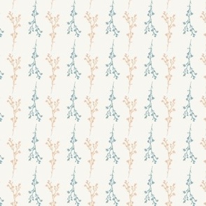 Tiny Print JAZZY Botanical Branches Pattern | Muted Teal Orange