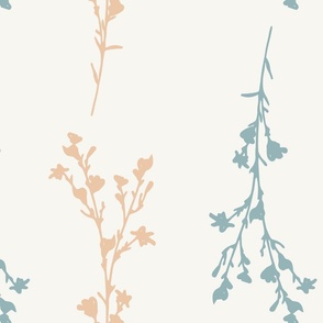 Large Print JAZZY Botanical Branches Pattern | Muted Teal Orange