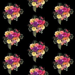 Vibrant Vintage Posy - black, medium