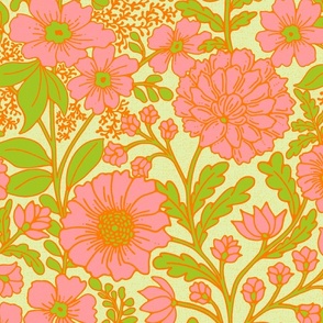 L Happy 70’s vintage spring vibe floral pattern