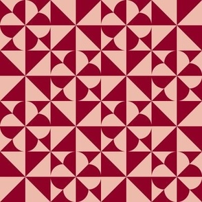 geometric flower grid_red