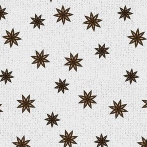 Anise Stars on a Gray Woven Background  Kitchen Earth Tones Neutrals 