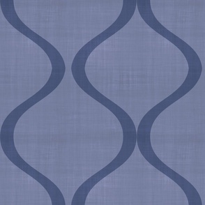 Big Navy Ogee Vines Vertical Curves Across Indigo Blue Textured Background