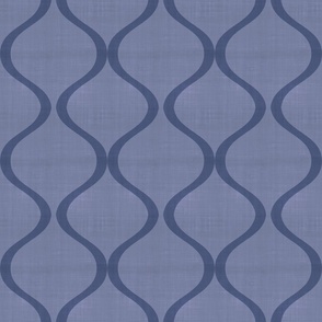 Small Navy Ogee Vines Vertical Curves Across Indigo Blue Textured Background