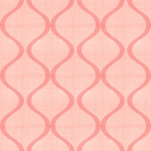 Small Pink Coral Ogee Vines Vertical Curves Across Blush Textured Background