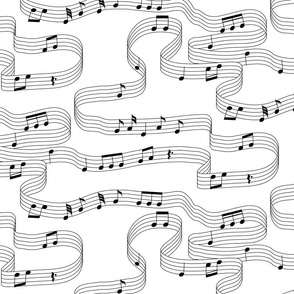 Musical Notes in Black and White Playful Music Small