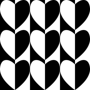 Mod Geo Hearts / Mid Mod / Retro / 60s 70s / Geometric / Valentine's Day / Black White / Large