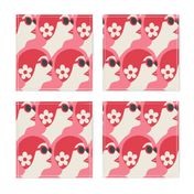 (L) Sea Swimmer - Pop Art style Synchronized Swimmers - pink and red