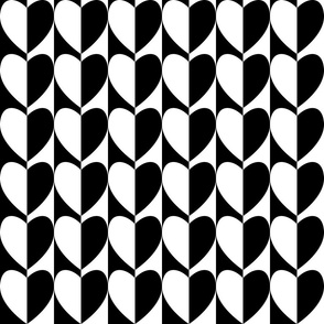 Mod Geo Hearts / Black and White / Mid Mod / Geometric / Medium