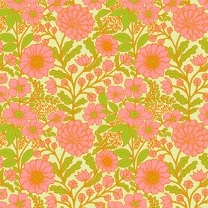 M Happy 70’s vintage spring vibe floral pattern
