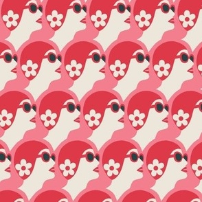 (S) Sea Swimmer - Pop Art style Synchronized Swimmers - pink and red