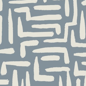 Abstract Minimalism | Large Scale Brush Strokes | Grey Blue, Warm Cream