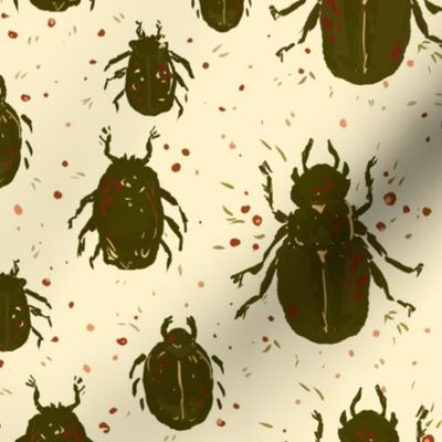 M- Black Beetle Bugs - Cornsilk