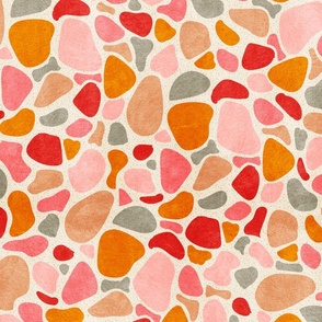 Sea Glass Terrazzo- Beach Combers Delight- Orange Pink on Sand- Large Scale