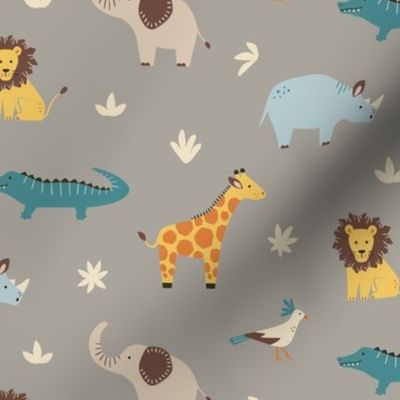 African safari animals for kids - gray - small scale