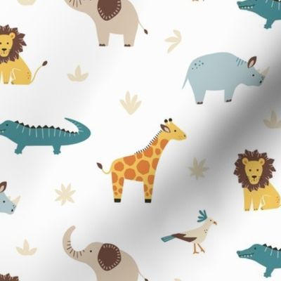 African safari animals for kids - white - small scale