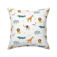 African safari animals for kids - white - small scale