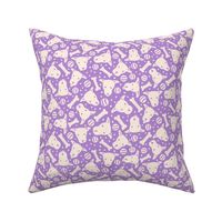 ditsy doggy cute dog puppy face playtime ball bone two color violet purple blender coordinate hand drawn child bedding fun accessories
