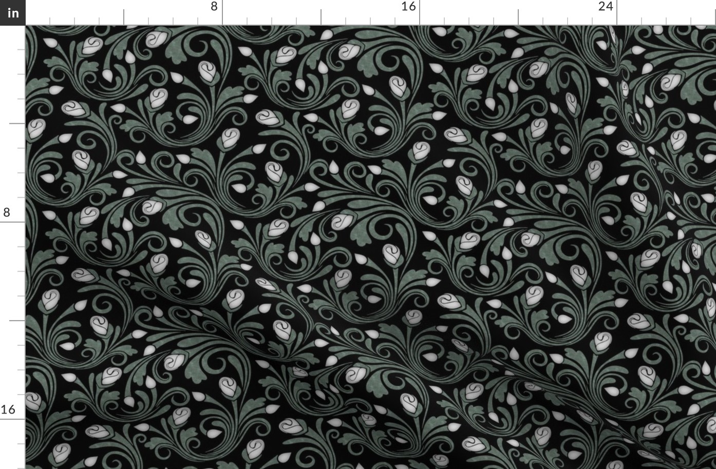 *Metallic* Rococo Rose Flourishes - Optimized for Metallic Wallpaper