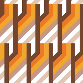 That 70s Something - brown, orange, yellow, stripe geometric - metallic!