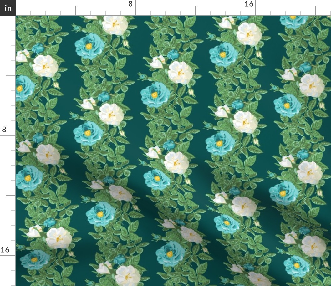 Aqua and white rose on teal vertical