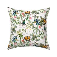 Medium - Vintage Birds of Paradise in the Nostalgic Tropical Flower Greenery Jungle - off white