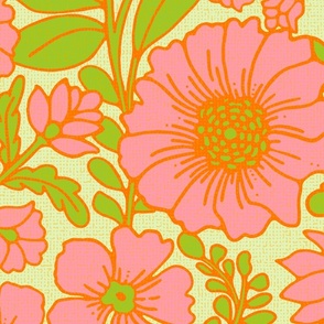 XL Happy 70’s vintage spring vibe floral pattern