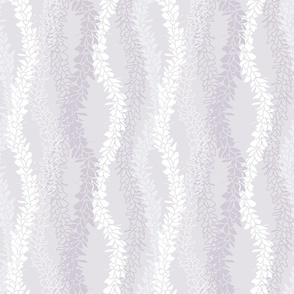 White Ginger Kisses Leis in Lavendar, Small 1” lei thickness Print